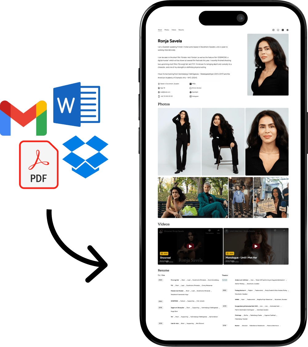 Inspiration for actor's website