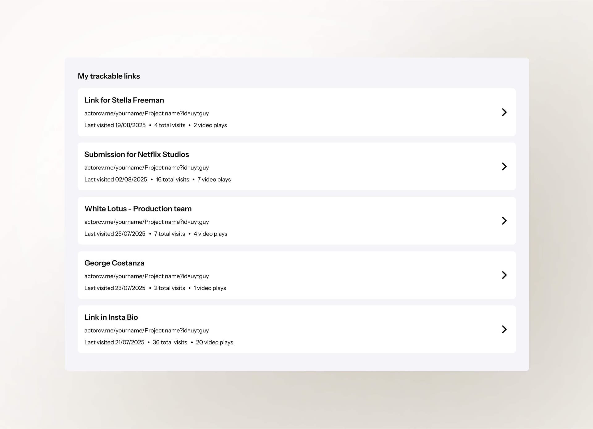 Inspiration for actor's website